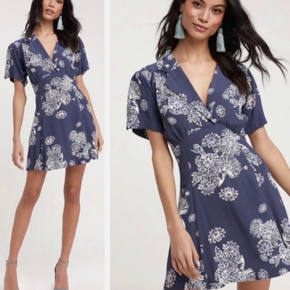 FREE PEOPLE Blue Hawaii Fit-and-Flare Dress - XS - Picture 3 of 14